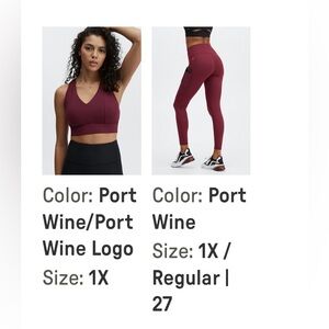 Fabletics Sports Bra and Leggings Set in Port Wine - Size 1X